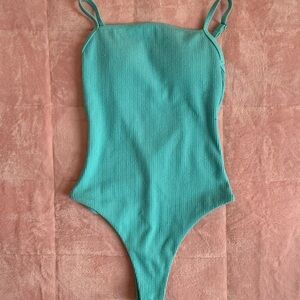 Chic Teal Ribbed Swimsuit